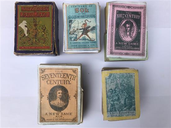 A Jaques & Son Card Game Sovereigns of England, complete 37 cards +3 list cards = 40, in original box, with photocopy of original rules